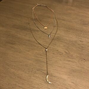 American Eagle Outfitters Gold and Silver Tone Layered Moon Necklace